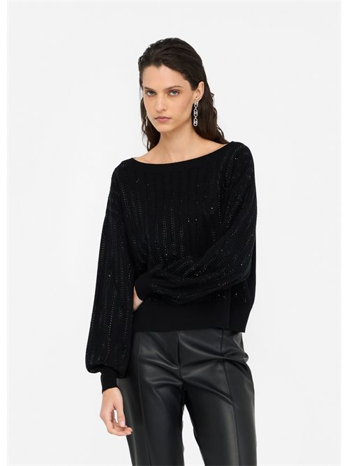 Maglia con strass LIU JO | CF5271MA96E/M9798